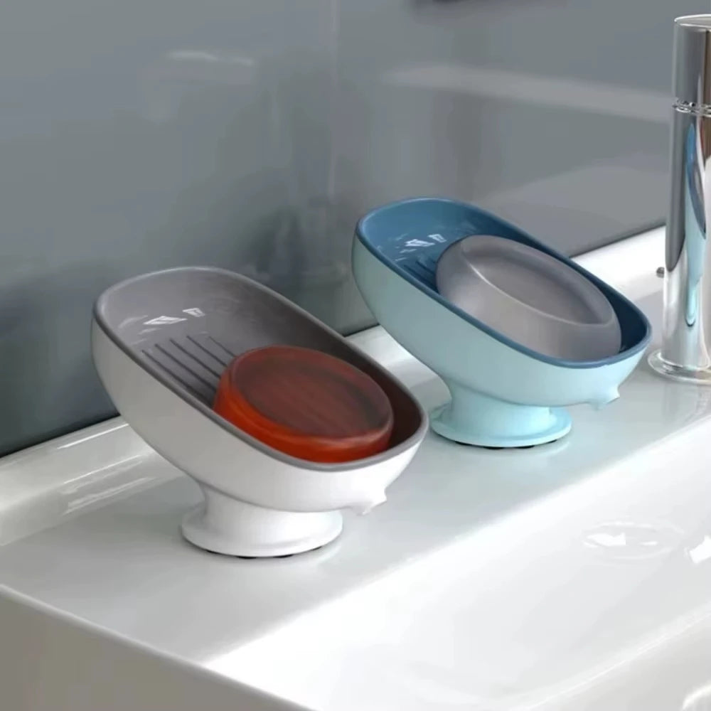 1Pcs Self Draining Bathroom Soap Holder - Super Suction Portable Soap Dish Valentine's Day Small Gift for Couple Bathroom