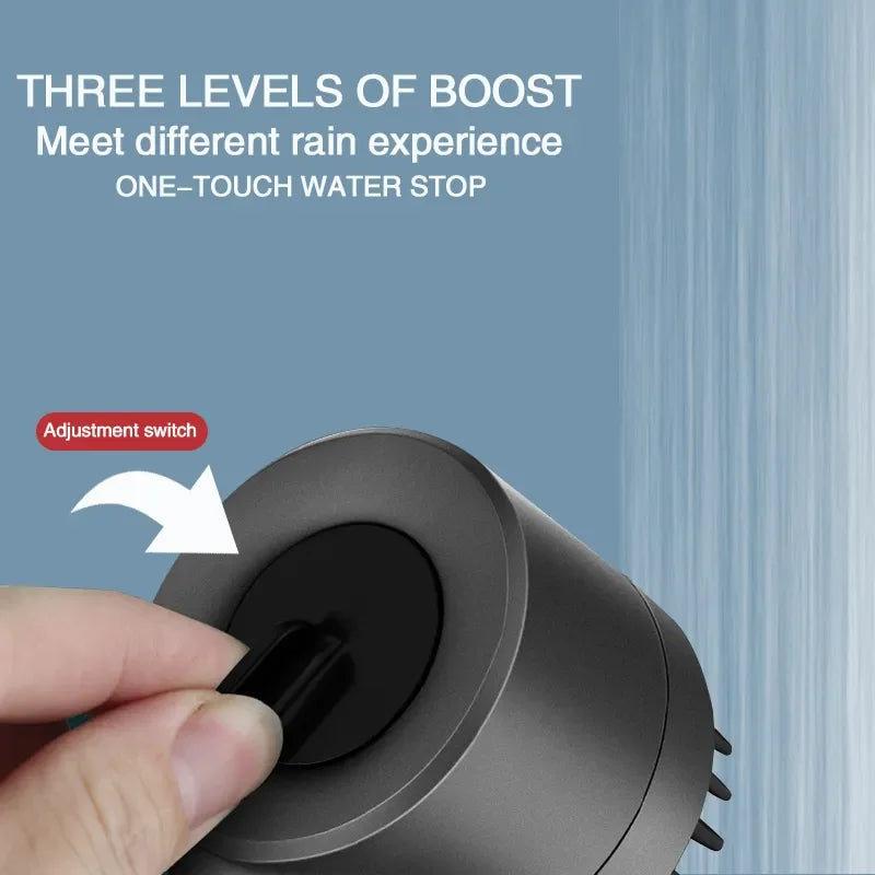 High Pressurized Filter Shower Head 3-mode Adjustable Spray with Massage Brush Rain Shower Set Changeable Filter Element