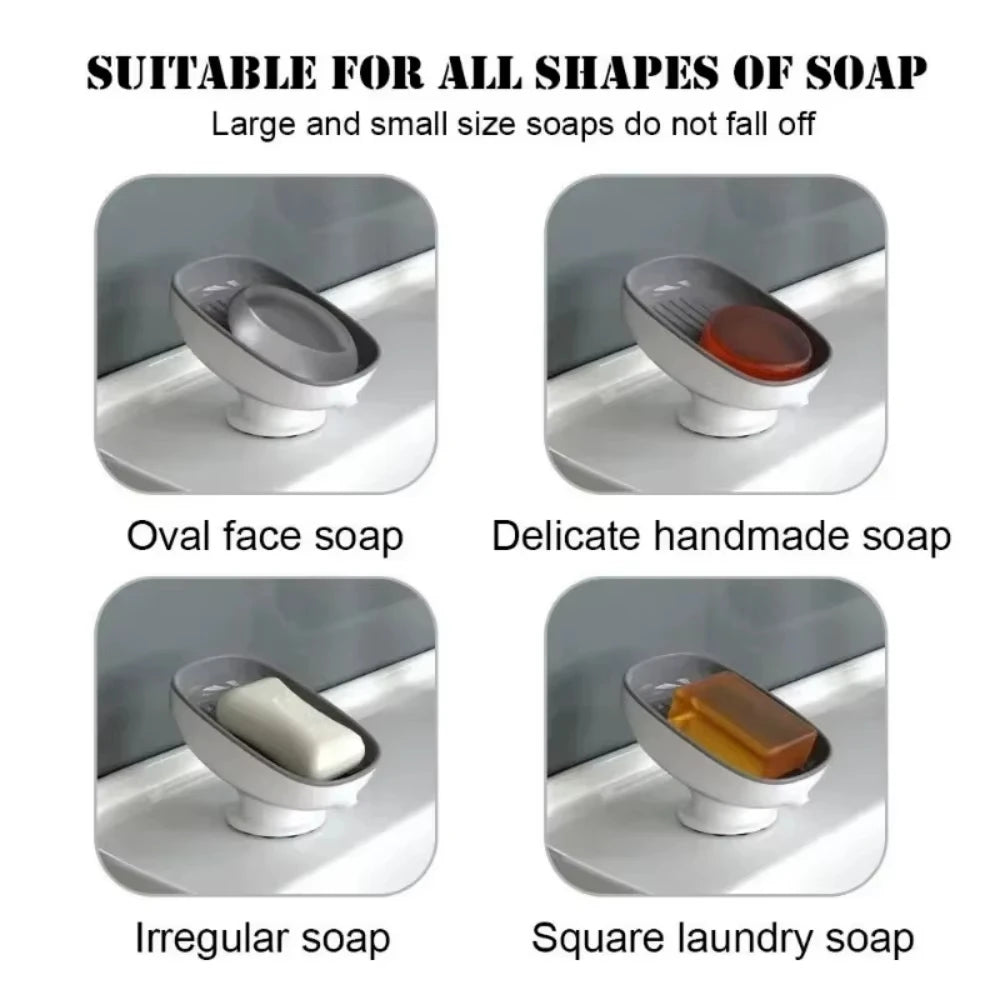 1Pcs Self Draining Bathroom Soap Holder - Super Suction Portable Soap Dish Valentine's Day Small Gift for Couple Bathroom