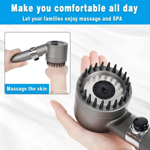 3 Modes Shower Head Adjustable High Pressure Water Saving Shower One-Key Stop Water Massage Shower Head with Filter Element