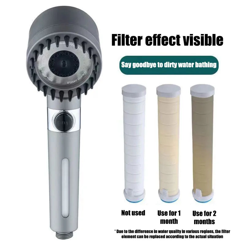 3-speed adjustment shower visualization window bathroom accessories head massage showerhead showers for bathroom items filter