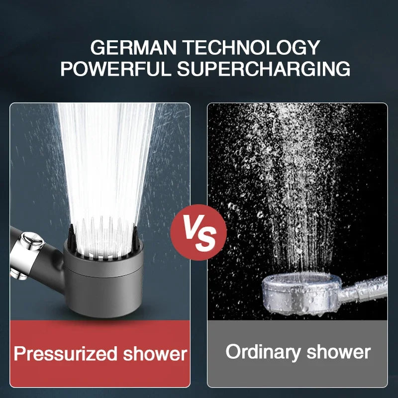 High Pressurized Filter Shower Head 3-mode Adjustable Spray with Massage Brush Rain Shower Set Changeable Filter Element