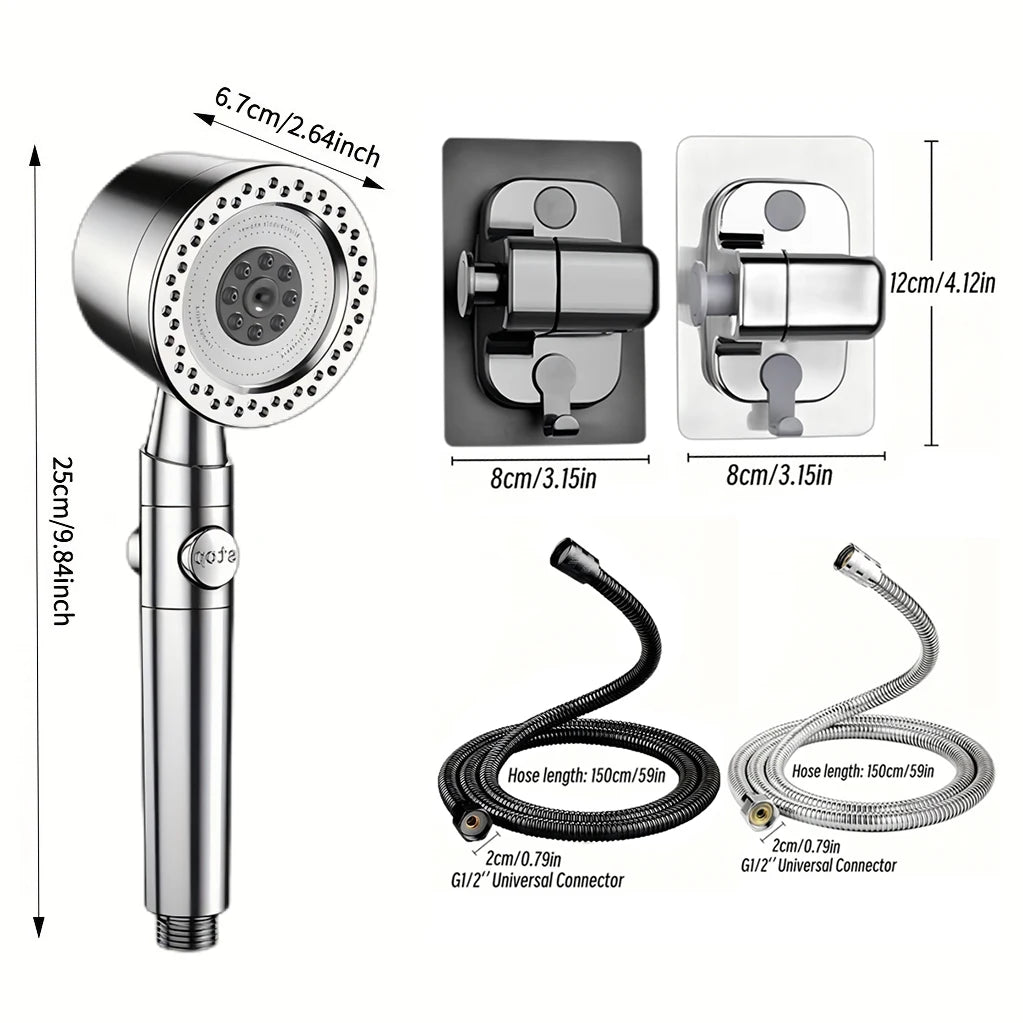 5 Modes Spray Water Saving Shower Head ABS Handheld Spa Showerheads Large Flow Portable Bathroom Filter Shower Faucet Nozzle Set