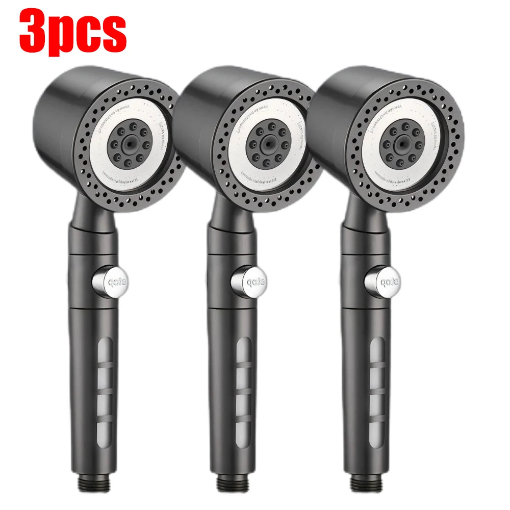 5 Modes Spray Water Saving Shower Head ABS Handheld Spa Showerheads Large Flow Portable Bathroom Filter Shower Faucet Nozzle Set