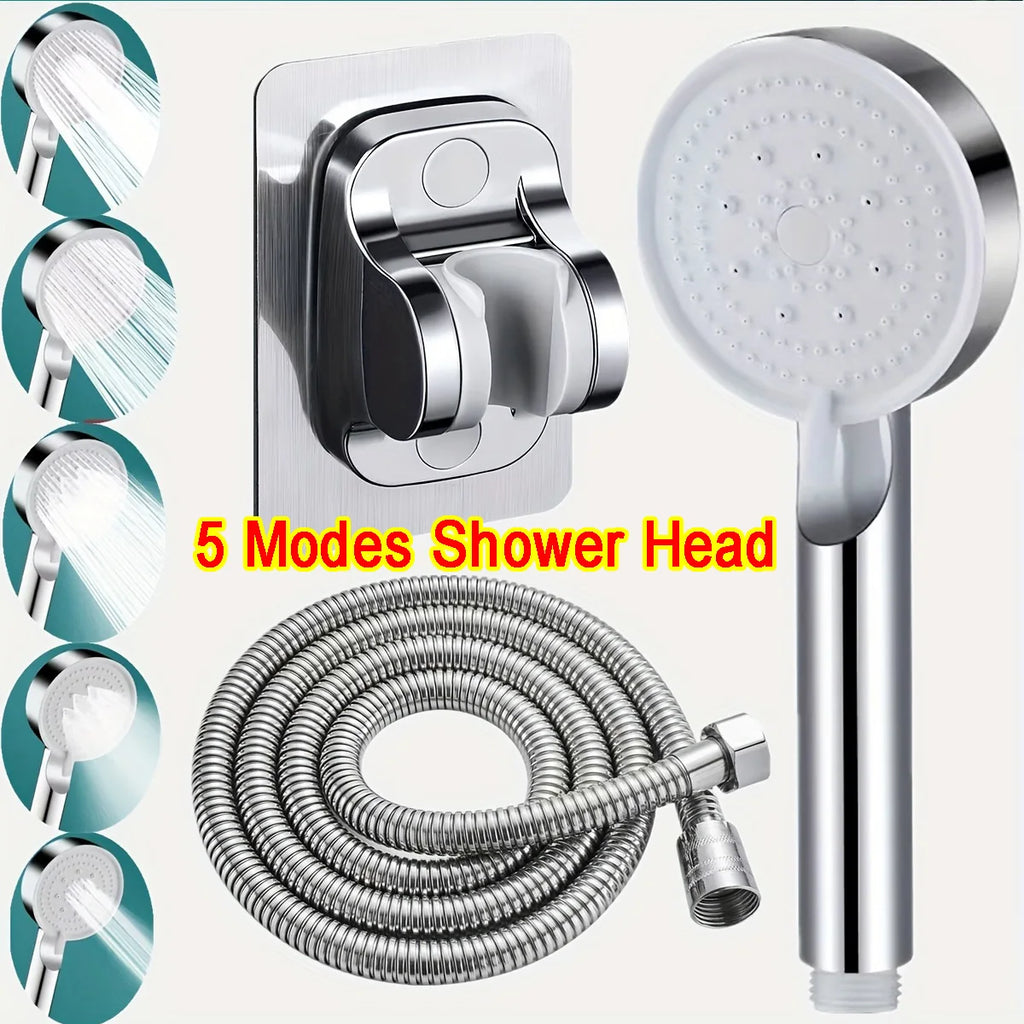 5 Mode Pressure Boost Shower Head Multifunction Adjustable Large Water Yield Shower Nozzle Massage Shower Bathroom Accessory