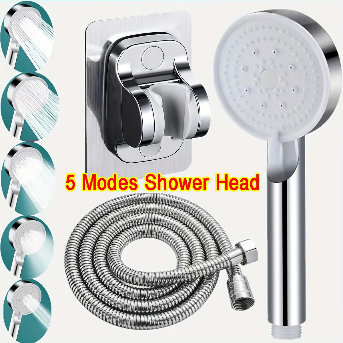 5 Mode Pressure Boost Shower Head Multifunction Adjustable Large Water Yield Shower Nozzle Massage Shower Bathroom Accessory
