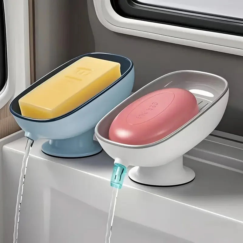 1Pcs Self Draining Bathroom Soap Holder - Super Suction Portable Soap Dish Valentine's Day Small Gift for Couple Bathroom