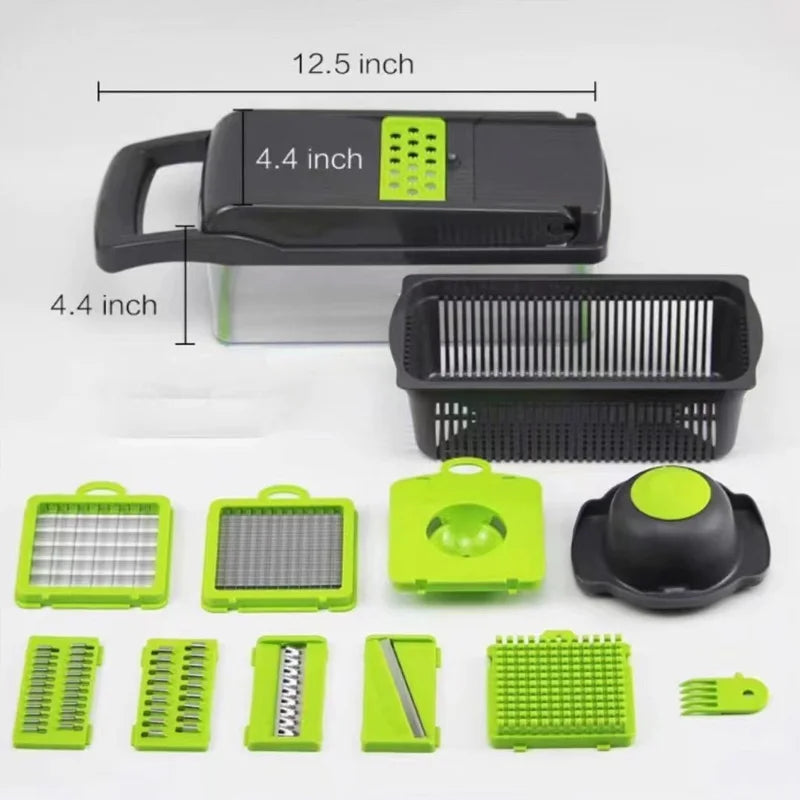 Multi-Blade Vegetable Chopper Set: All-in-One Tool for Dicing, Slicing & Grating Fruits & Veggies